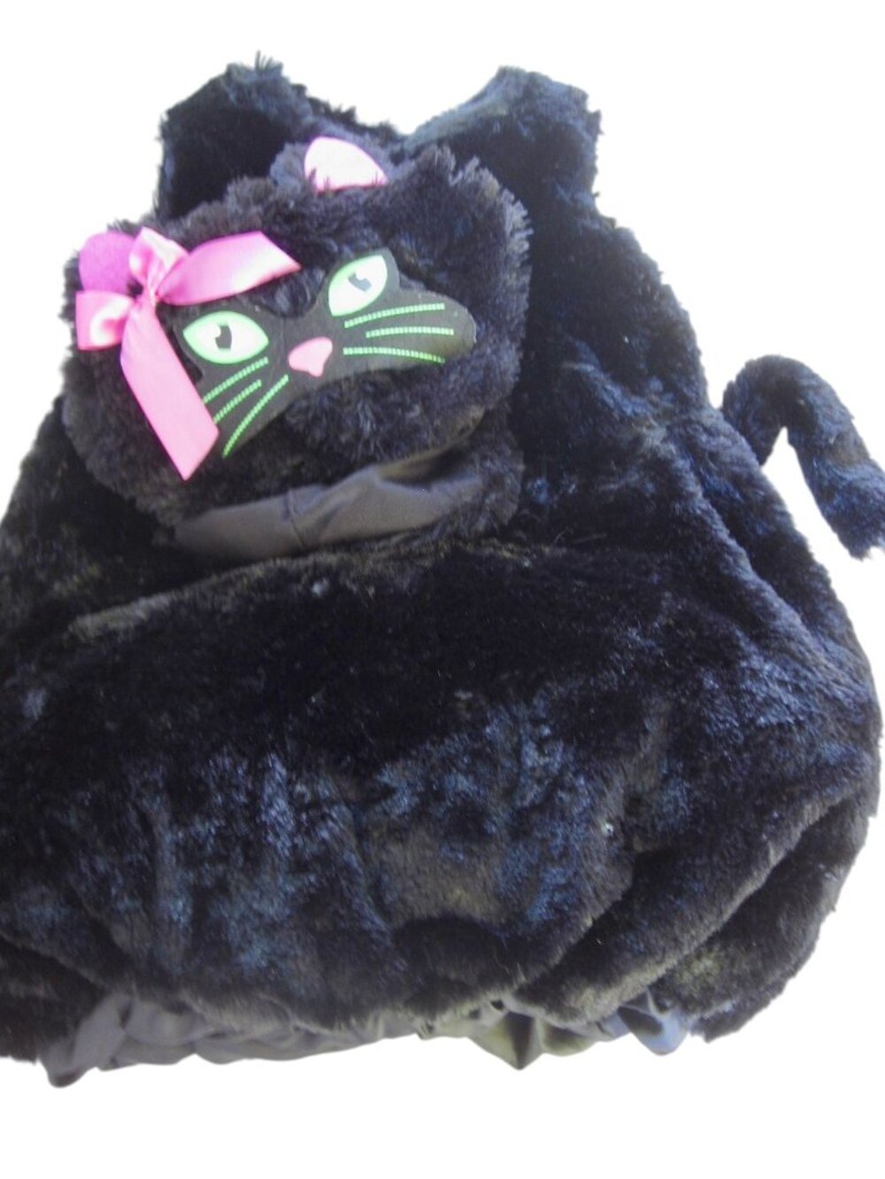 Plush Black Kitty Cat Costume Bubble Tunic Child Size 4T Cosplay HALLOWEEN